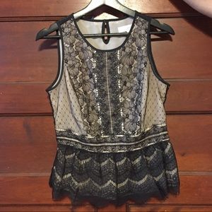 LOFT Lace Peplum Top